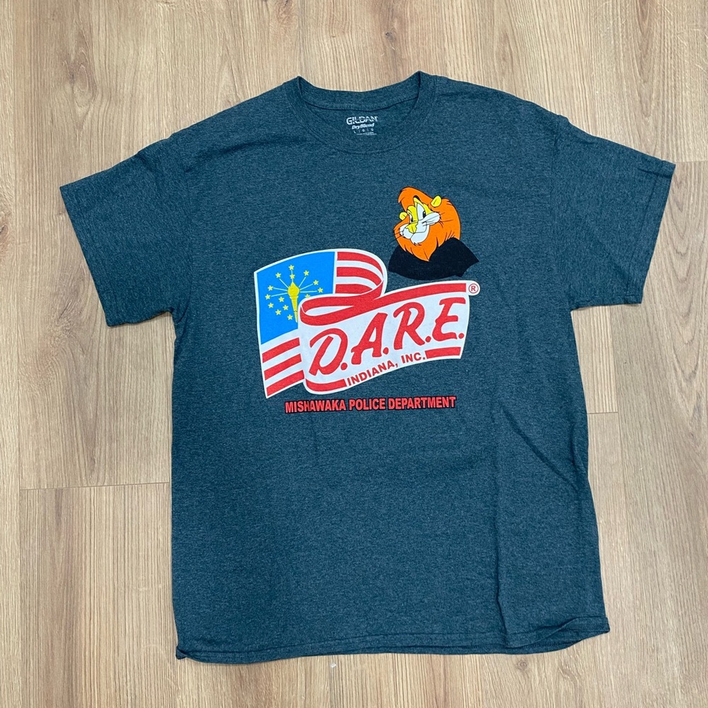 Gildan Dark Gray D.A.R.E. T-Shirt with Cartoon Graphic